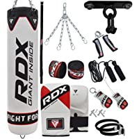 RDX Saco de Boxeo Relleno MMA Muay Thai Kick Boxing Artes Marciales con Soporte Techo Guantes Cadena 13PC 4FT 5FT…